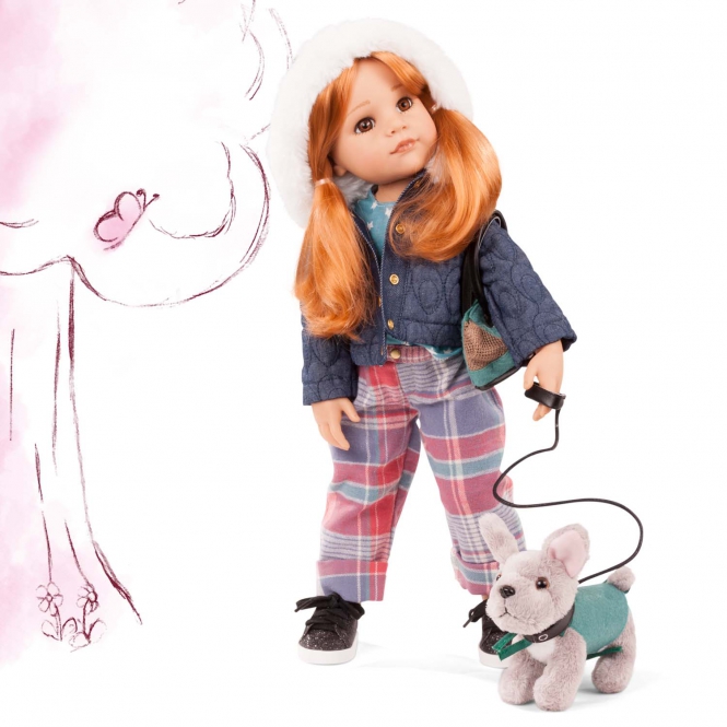 Кукла Ханна на прогулке с собакой рыжеволосая 50 см  